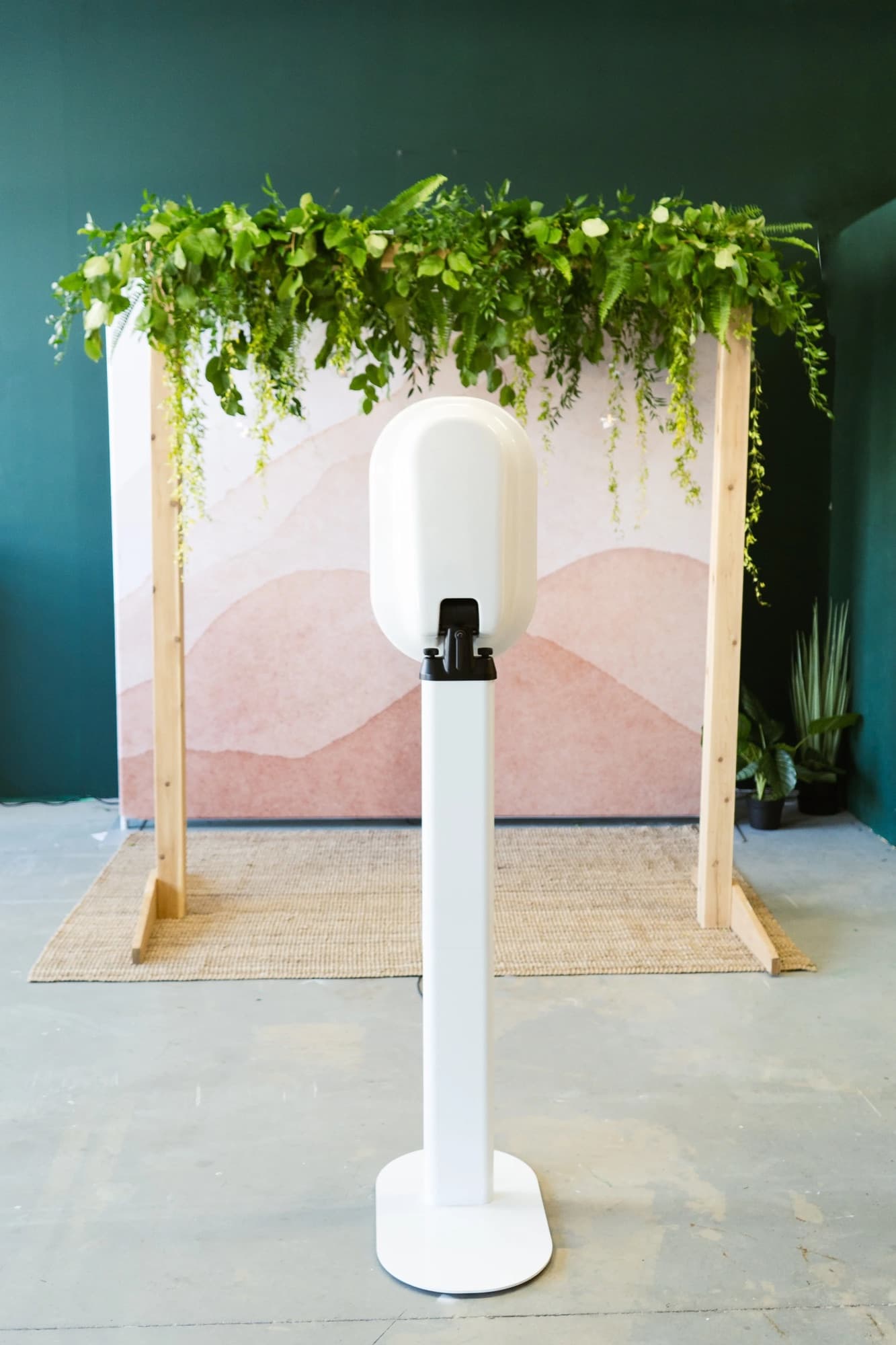 Lyric booth with a custom arch backdrop